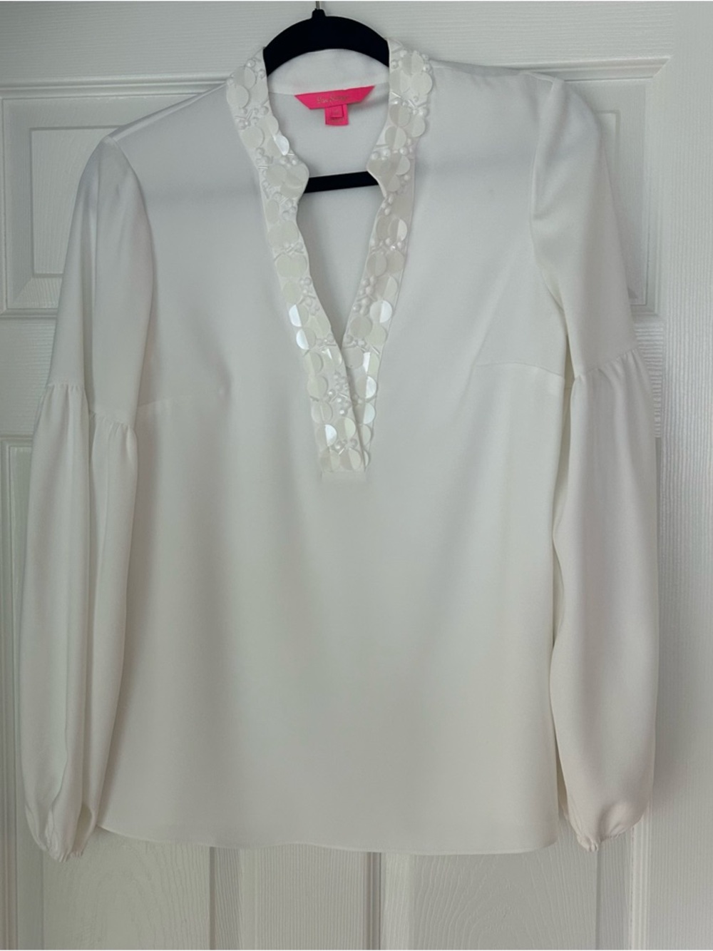 Lilly Pulitzer Shea Tunic Top Resort White Sequined -S